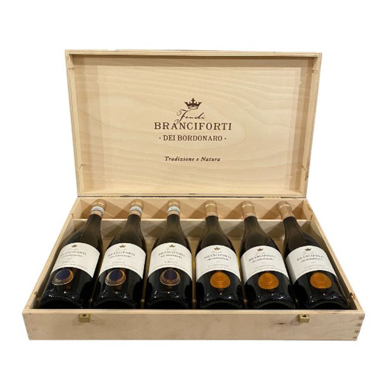 CASSETTA LEGNO 6 VINO BRANCIFORTI (1 pz) GRILLO - NERO D'AVOLA 6 VINI
